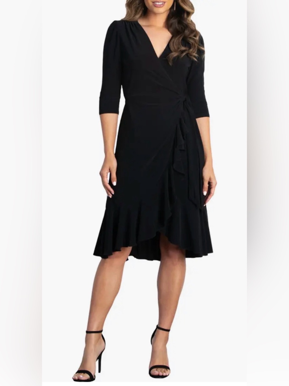 Kiyonna Black Whimsy Midi Wrap Dress Size Medium NWT